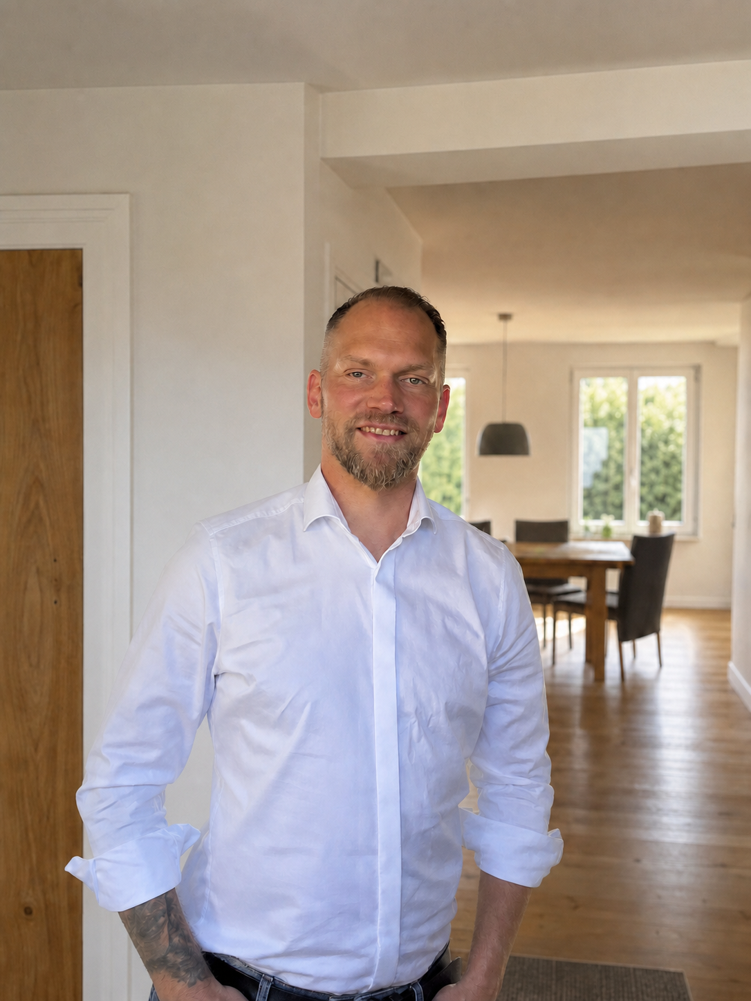 Lars Meinert bei einem Termin in einem Wohnhaus